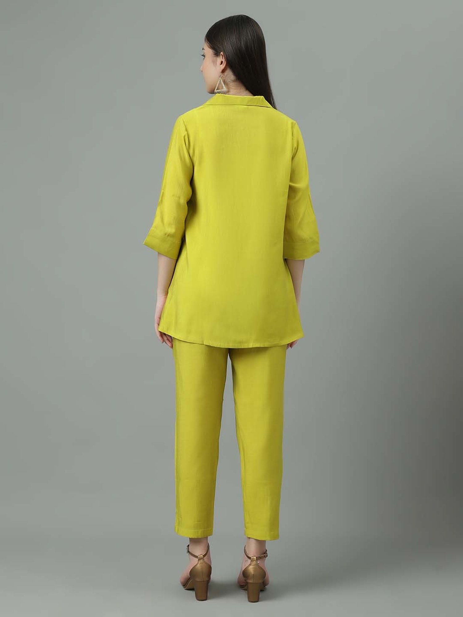 Sringam Green Embroidered Shirt Pant Set