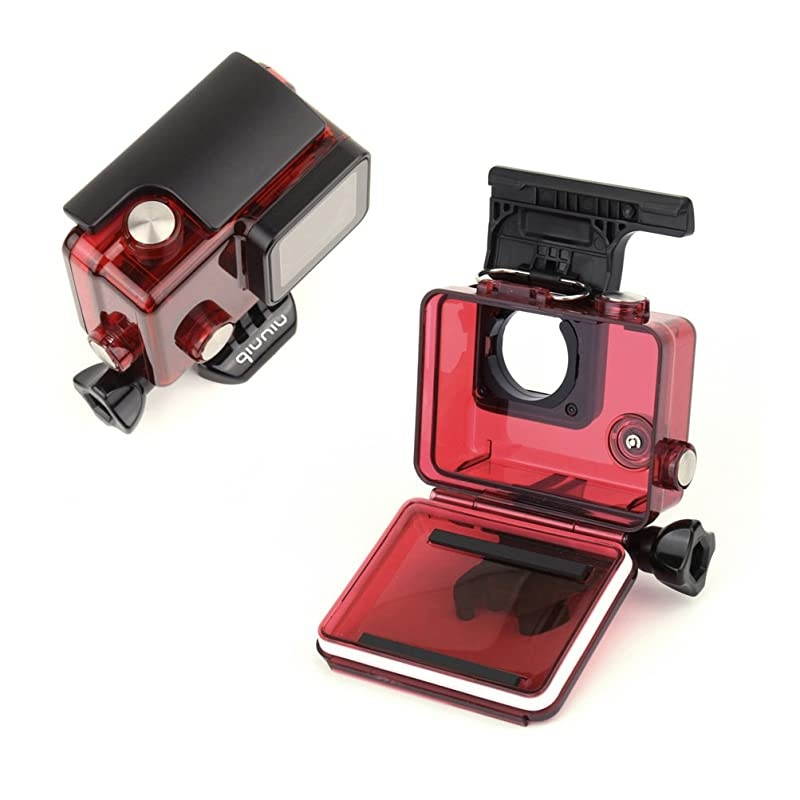 Dive Housing Case for GoPro Hero 4, GoPro Hero 3 and GoPro Hero 3+ Action Camera - Up to 40 Meters (131 feet) Underwater - Transparent Red