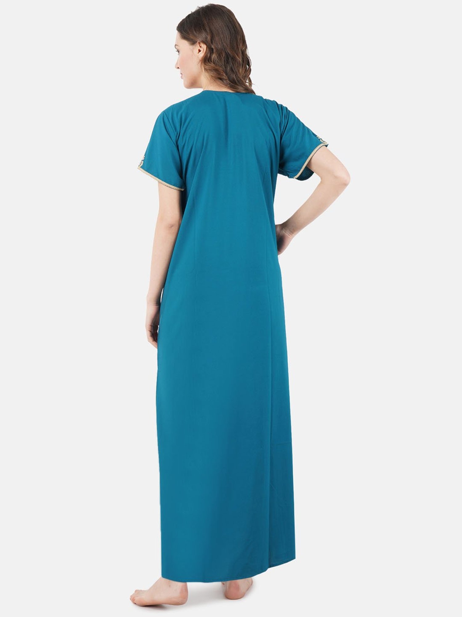 KOI SLEEPWEAR Teal Blue Embroidered Nighty