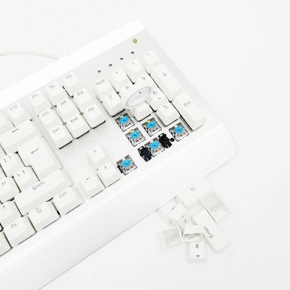 Bossi White Color 104 Keys PBT Double-shot Keycaps Replacement Mechanical Keycaps for Cherry Mechanical MX Switch Keyboard with Key Puller
