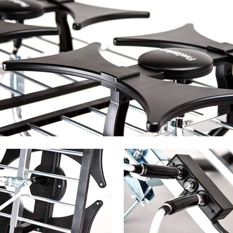 [Newest 2021] Five Star Multi-Directional 4V HDTV Antenna - up to 200 Mile Range, UHF/VHF, Indoor, Attic, Outdoor, 4K Ready 1080P FM Radio w/ 40ft RG6 coaxial Cable Mounting Pole