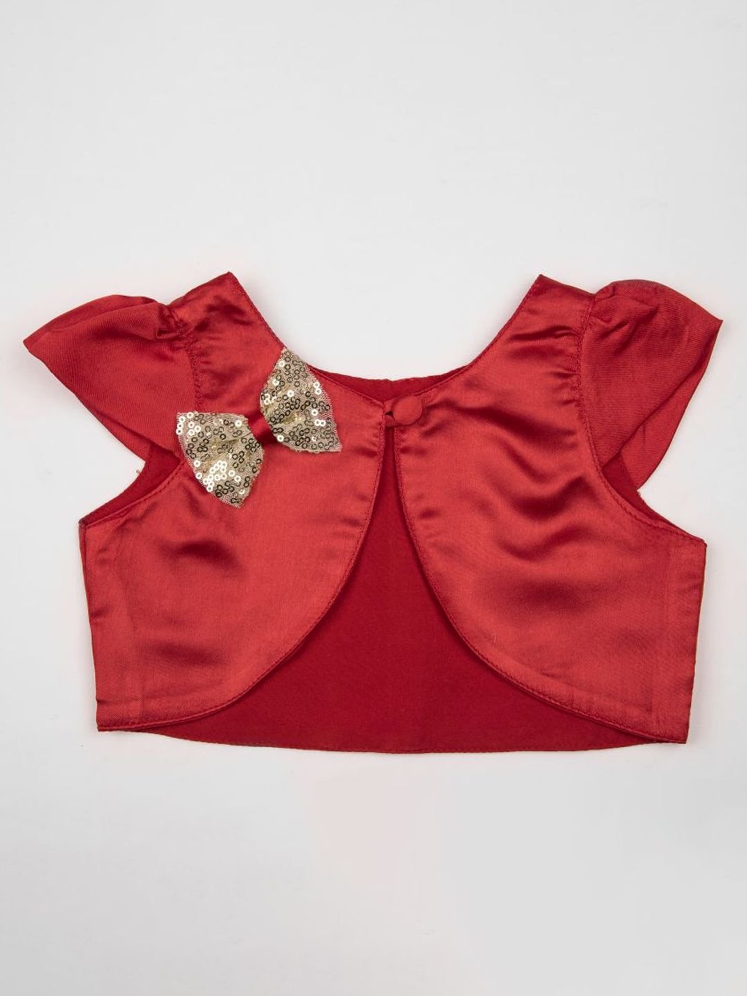 Many Frocks Kids Red Embellished Shrug