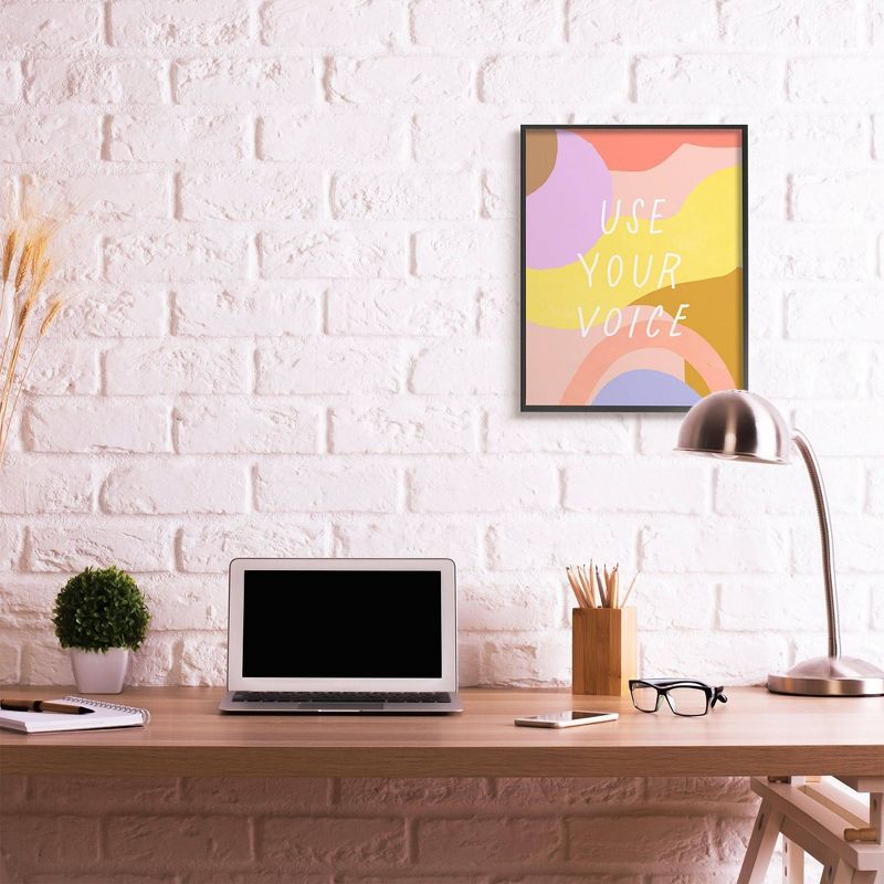 24"x30" Use Your Voice Quote Abstract Color Block Pattern Black Framed Giclee Texturized Art by Jess Bruggink - Stupell Industries
