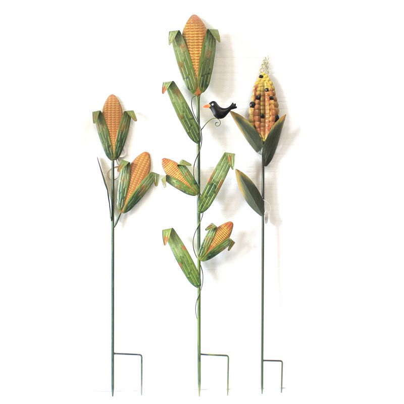 Fall 40.0" Corn Stalk Stakes Yard Decor Thanksgiving  -  Decorative Garden Stakes