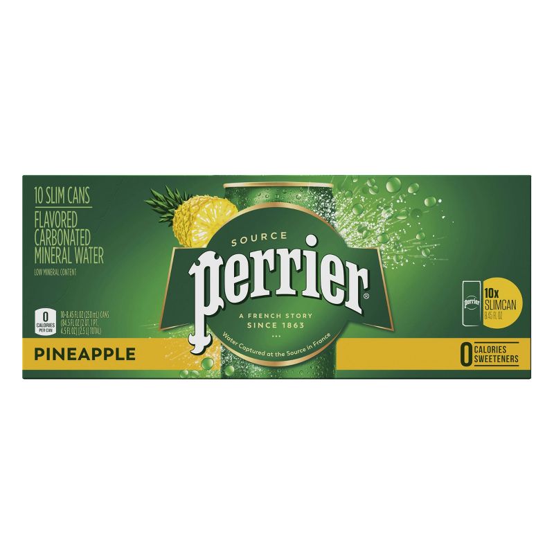 Perrier Pineapple Flavored Carbonated Mineral Water - 10pk/8.45 fl oz Slim Cans