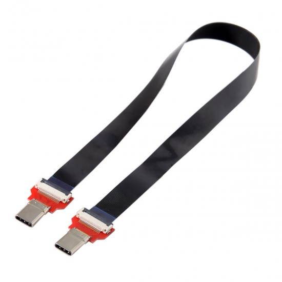 Cablecc 20cm FPC Flat USB 3.1 Type-C USB-C Male to Male Data Cable for Macbook & Laptop & Phone & Drive