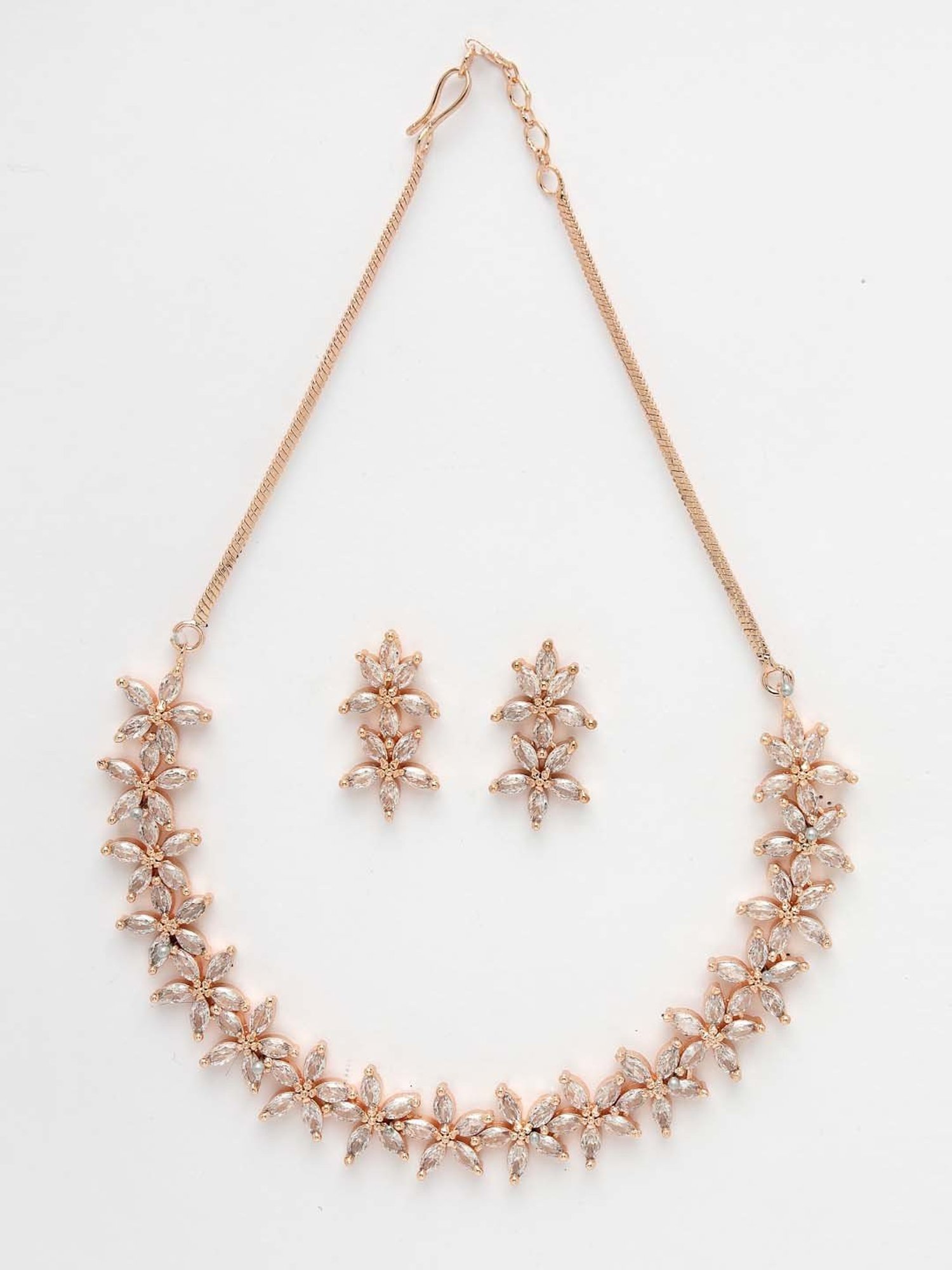 NVR Gold Plated CZ Stone Handcrafted Jewellery Set for Women