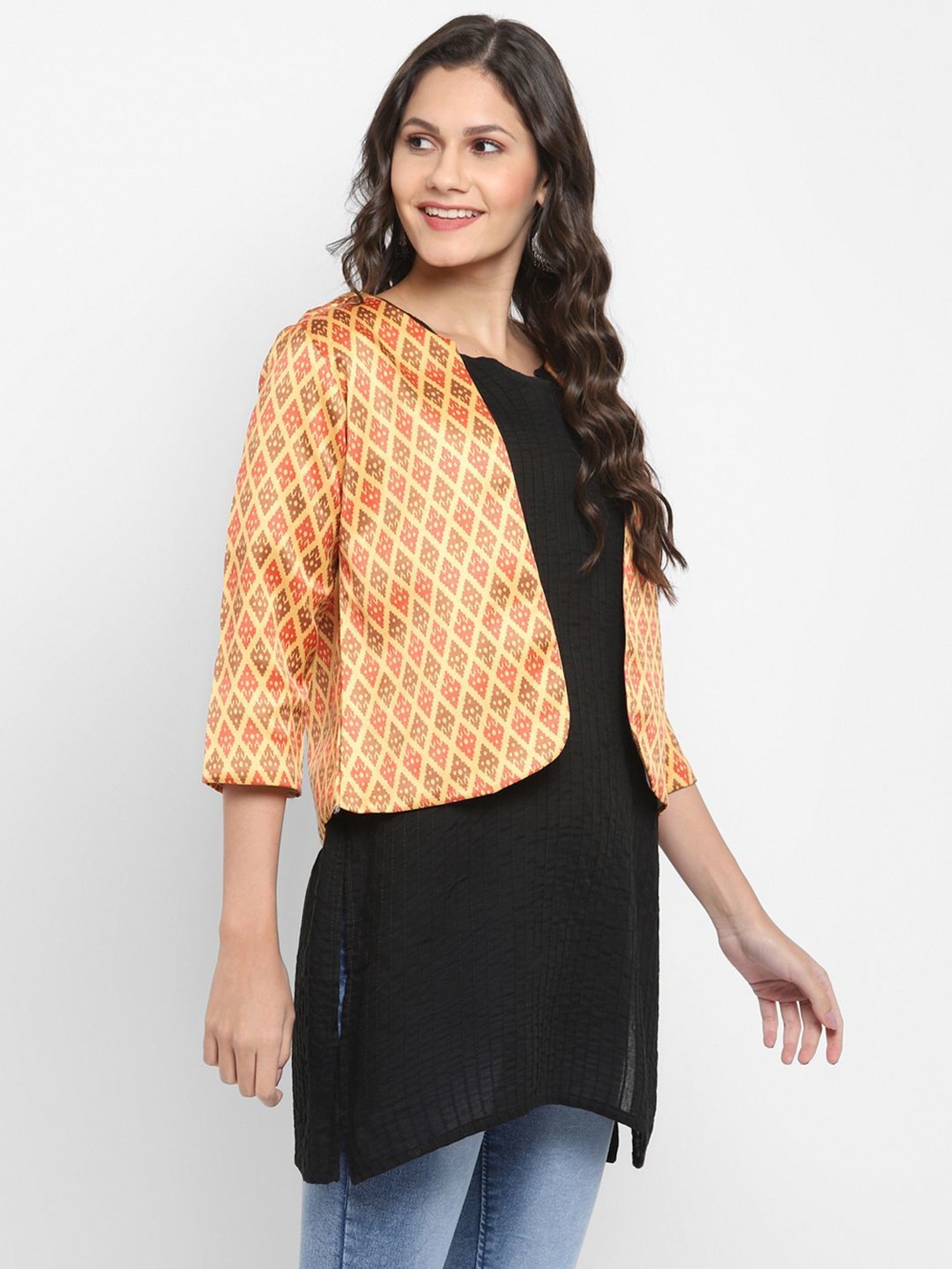 Hangup Yellow Printed Shrug