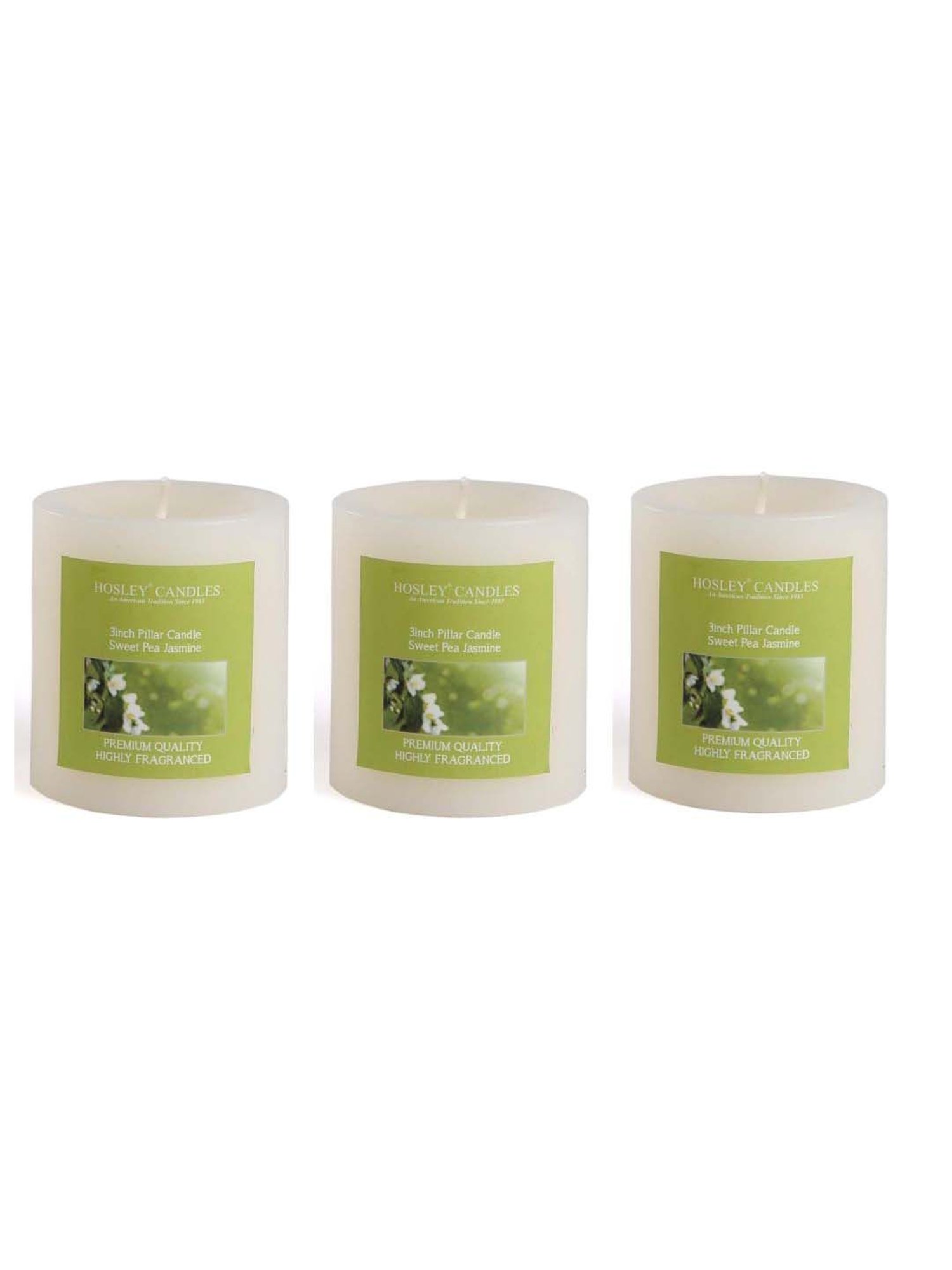HOSLEY White Wax Pillar Candle - Set of 3