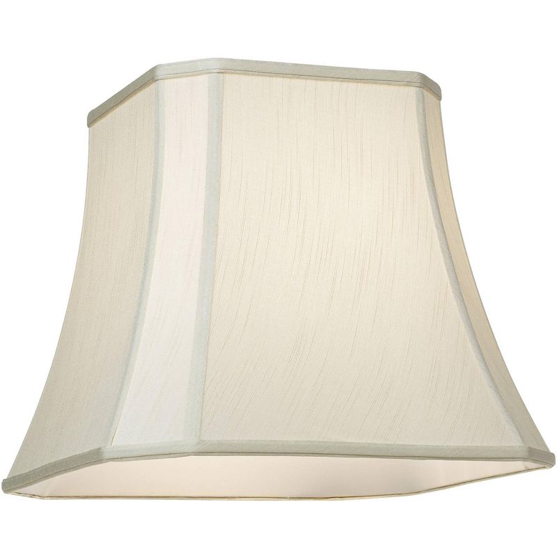 Imperial Shade Creme Medium Square Cut Corner Lamp Shade 10.5" Top x 16" Bot. x 14" Slant x 13.5" High (Spider) Replacement with Harp and Finial
