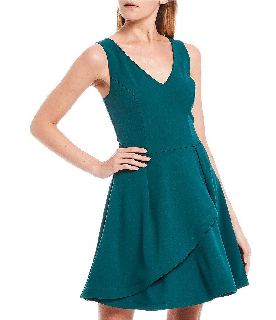 I.N. San Francisco Sleeveless Asymmetric Ruffle Fit-and-Flare Dress