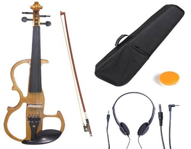 L1/2CEVN-L2Y Size 1/2 LEFT HANDED Electric Silent Solidwood Violin w/ Ebony Fittings in Metallic Maple