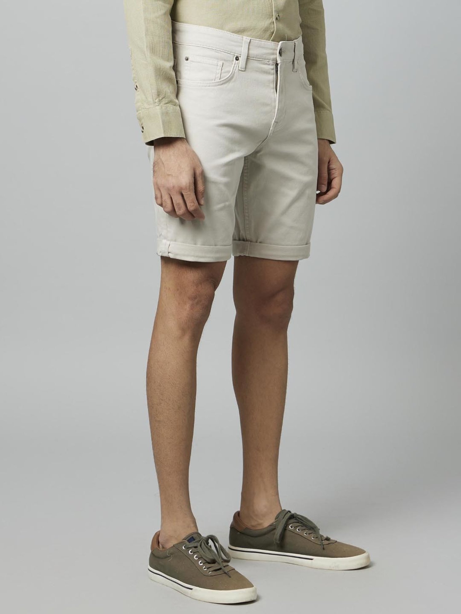 Celio* White Cotton Regular Fit Shorts