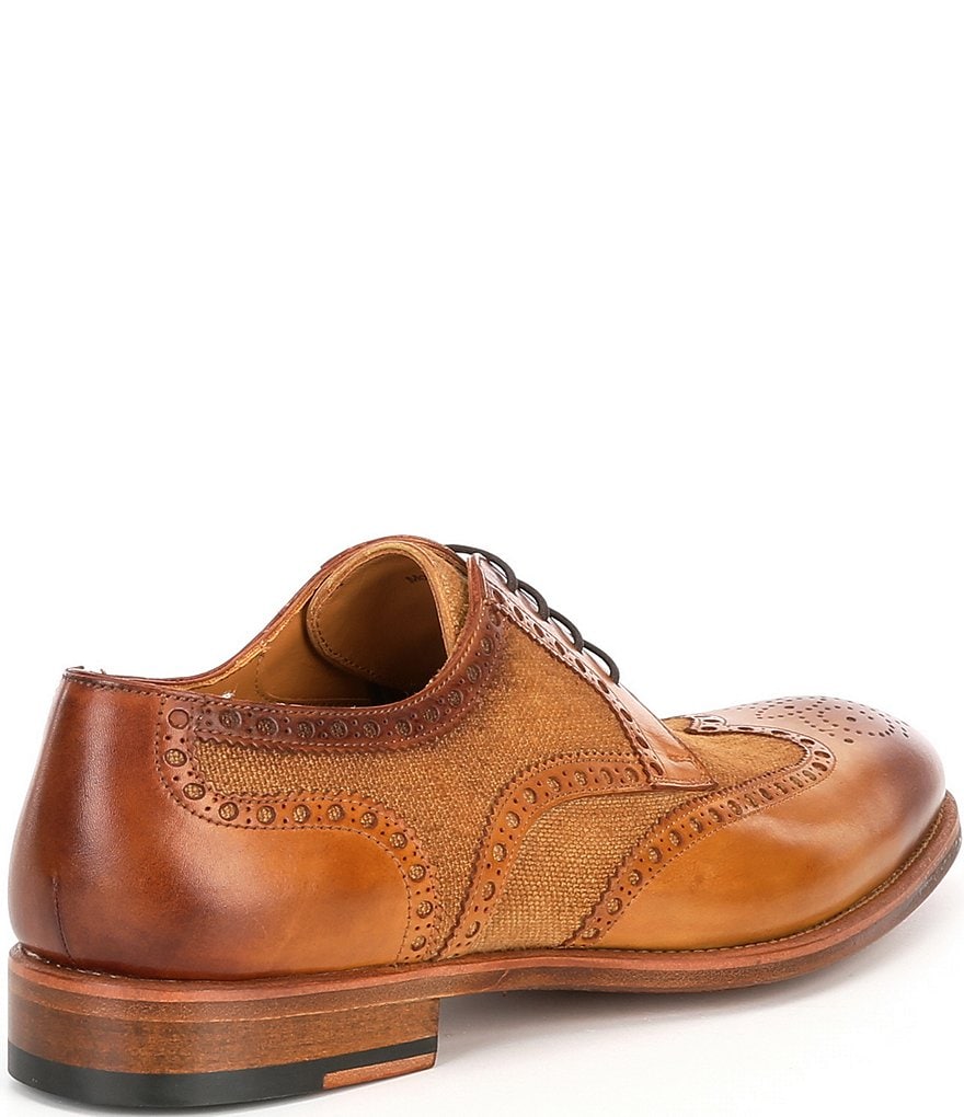 Magnanni Men's Asturia Leather and Linen Wingtip Oxfords