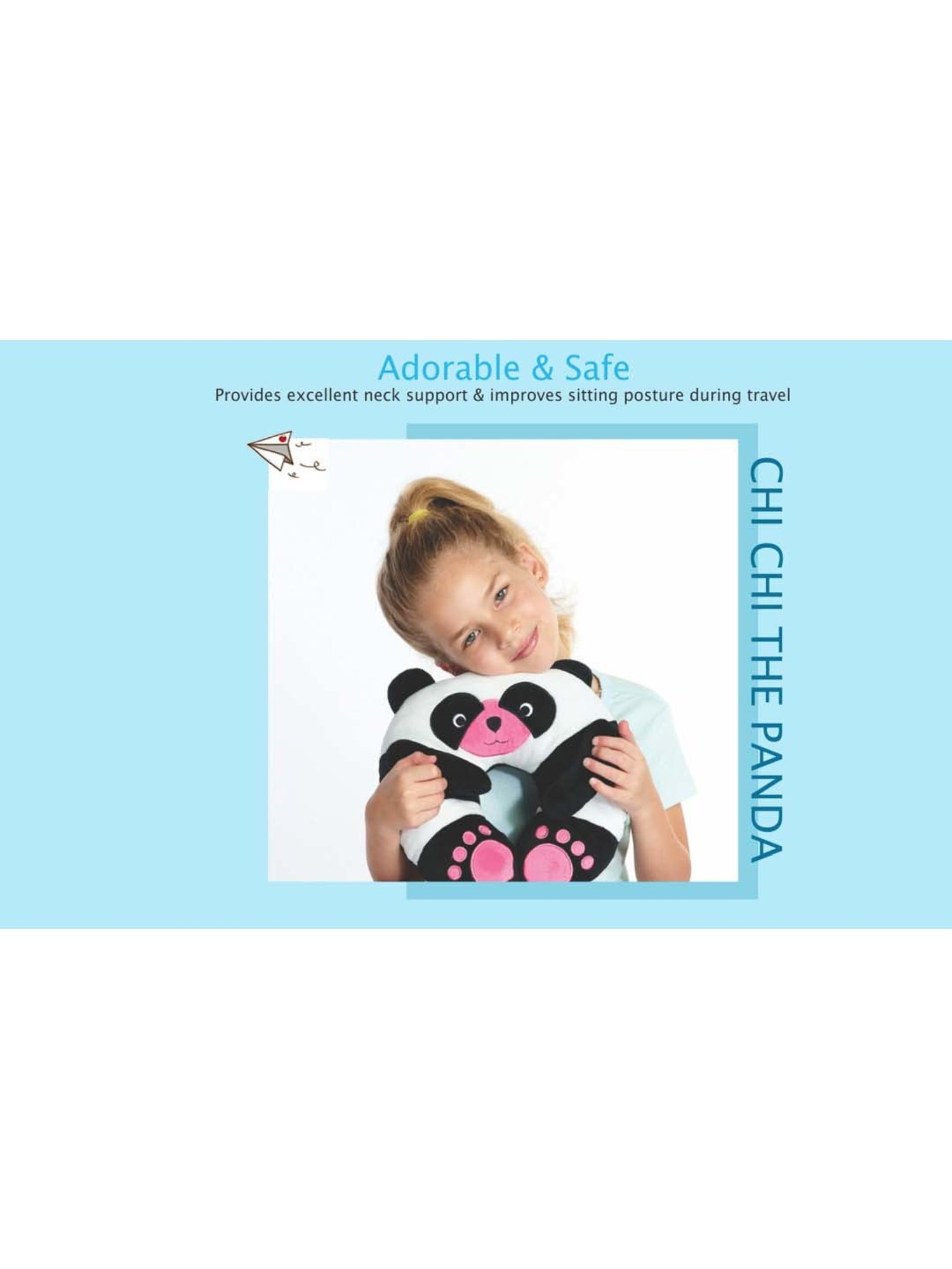 Travel Blue Black Panda Neck Pillow for Kids