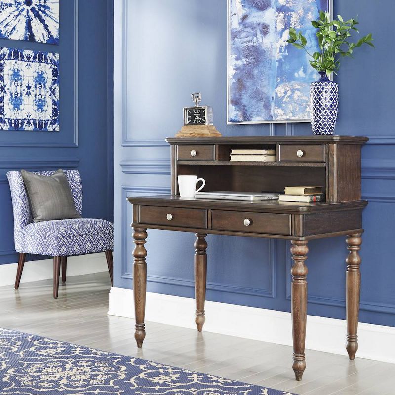 Southport Writing Desk & Hutch Dark Aged Oak - Home Styles