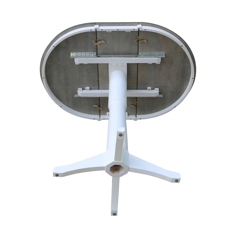 36" Bar Height Morse Round Top Pedestal Drop Leaf Dining Table White/Heather Gray - International Concepts