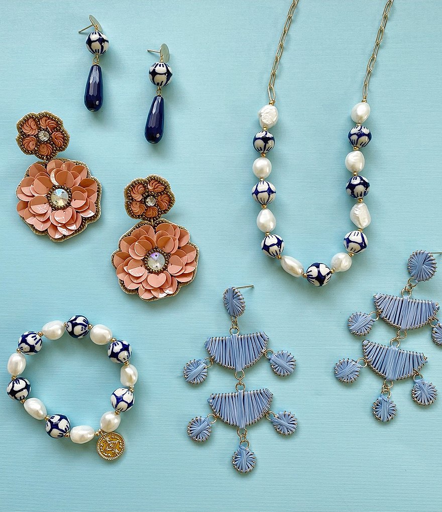 Panacea Blue Millefiori and Freshwater Pearl Necklace