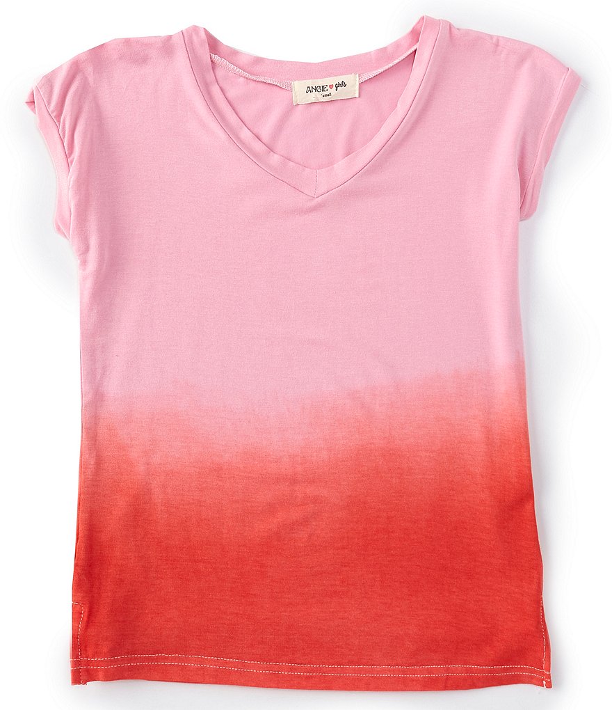 Angie Big Girls 7-14 Short-Sleeve Dip-Dye Tee