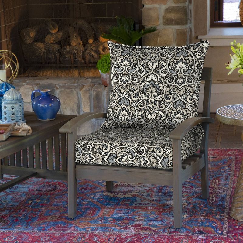 Arden Selections Outdoor Deep Seat Set Black Auora Damask