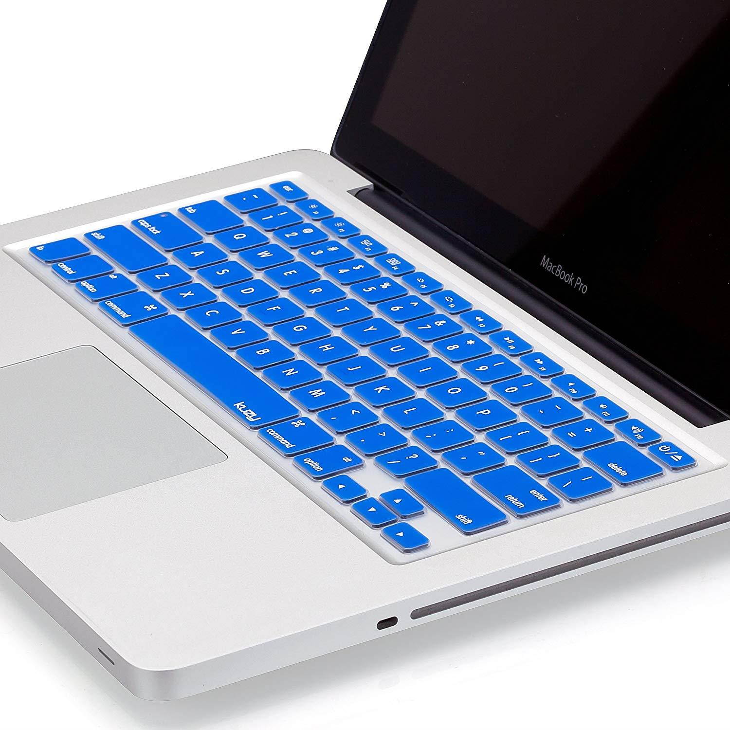 Kuzy - BLUE Keyboard Cover Silicone Skin for MacBook Pro 13" 15" 17" (with or w/out Retina Display) iMac and MacBook Air 13" - Blue