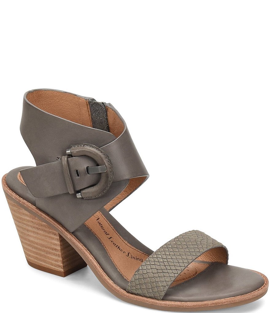 Sofft Menaka Snake Print Leather Accent Block Heel Sandals