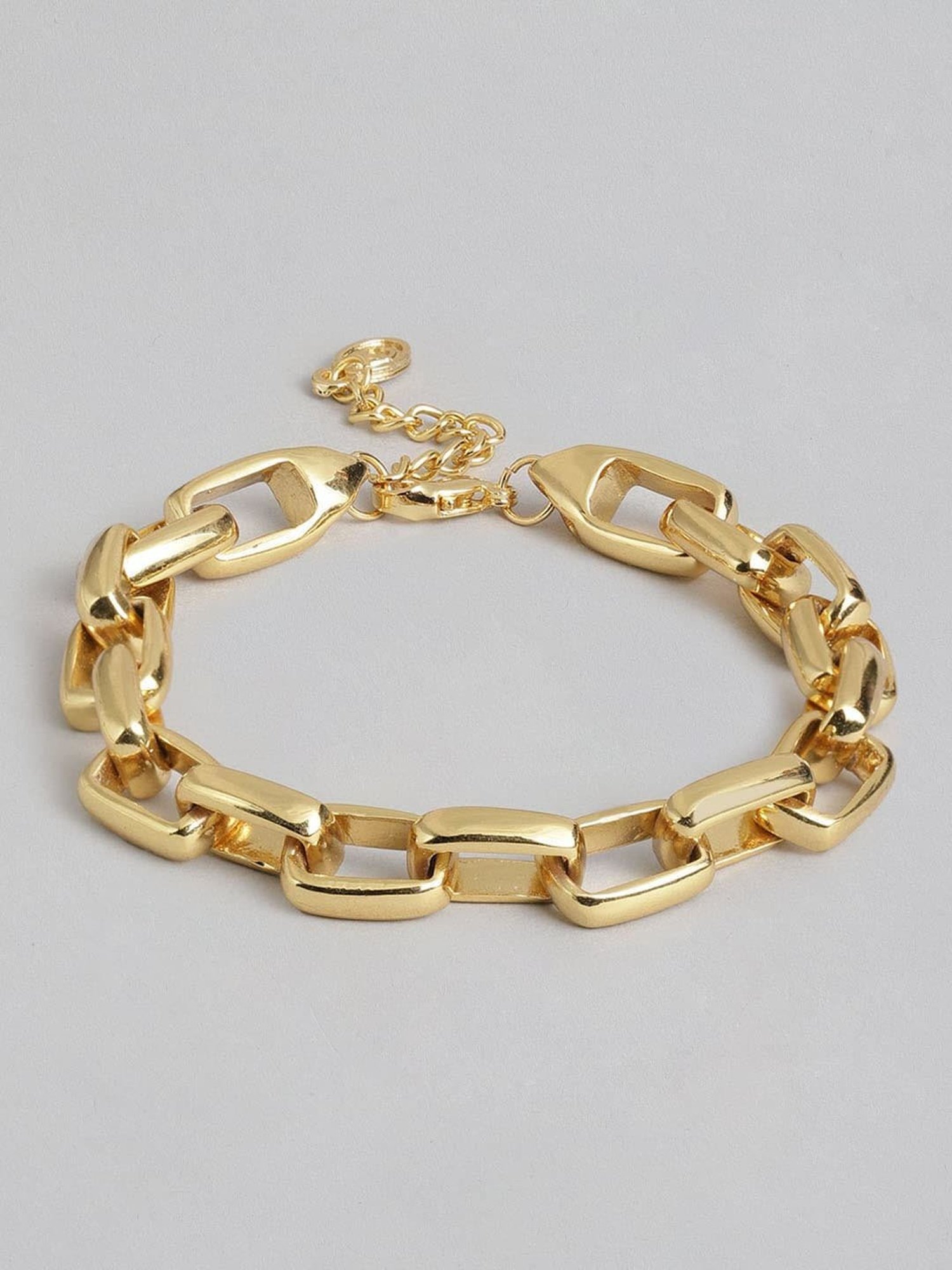 Estele Gold-Plated Rectangular Link Bracelet for Women