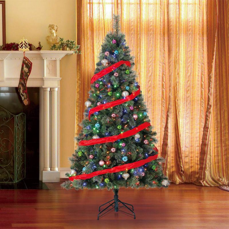 Home Heritage 7' Cascade Cashmere Quick Set Christmas Tree and Changing Lights