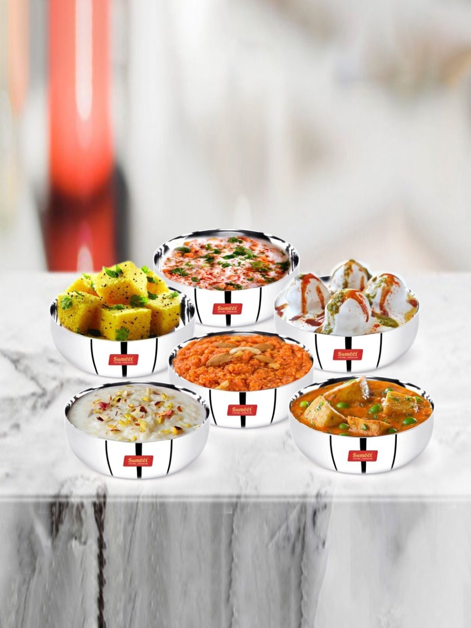 Sumeet S.S. Apple Shape Heavy Gauge Mini Dessert Plates with Mirror Finish -10Cm Dia- Set of 6 Pcs