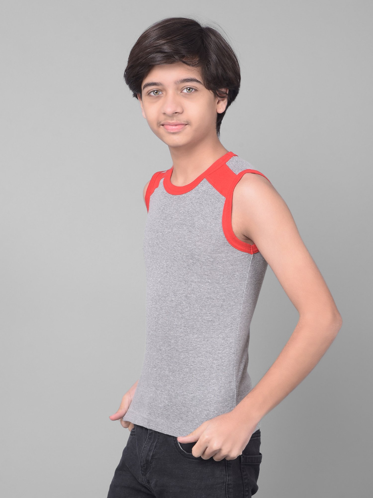 Dollar Bigboss Boys Multicolor Solid Gym Vest (Pack Of 5)