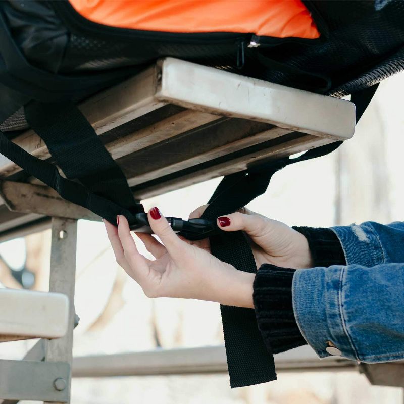 Driftsun Extra Wide Padded Folding Portable 6 Position Reclining Cushioned Stadium Seat Chair with Side Cup Holder and Backpack Carry Straps, Black