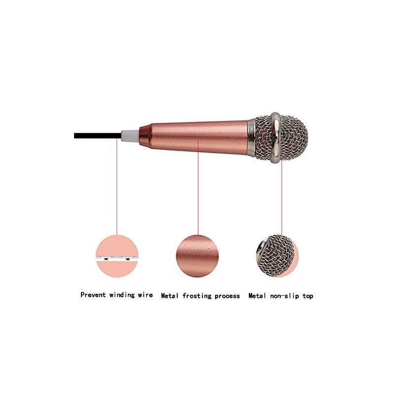 Microphone,Singing Mic Equipment,Beautiful Vocal Quality,Type Space Saving,Metal Frothing Process,3.5mm Audio Connector,Suitable for Laptop, iPhone, Android Phone (Golden)
