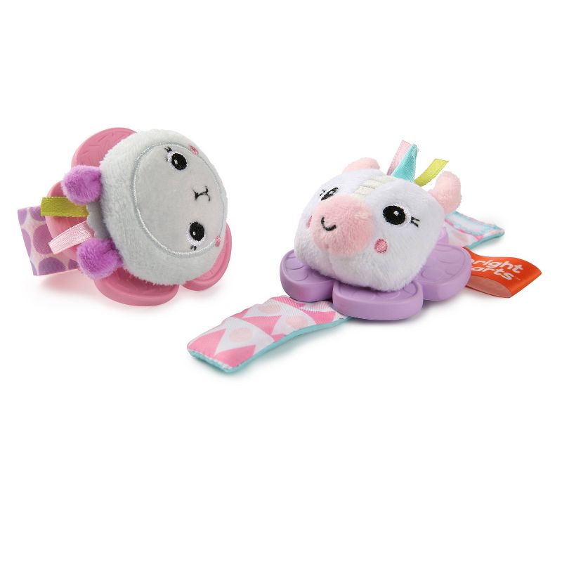 Bright Starts Rattle & Teether Wrist Pals Toy - Unicorn & Llama