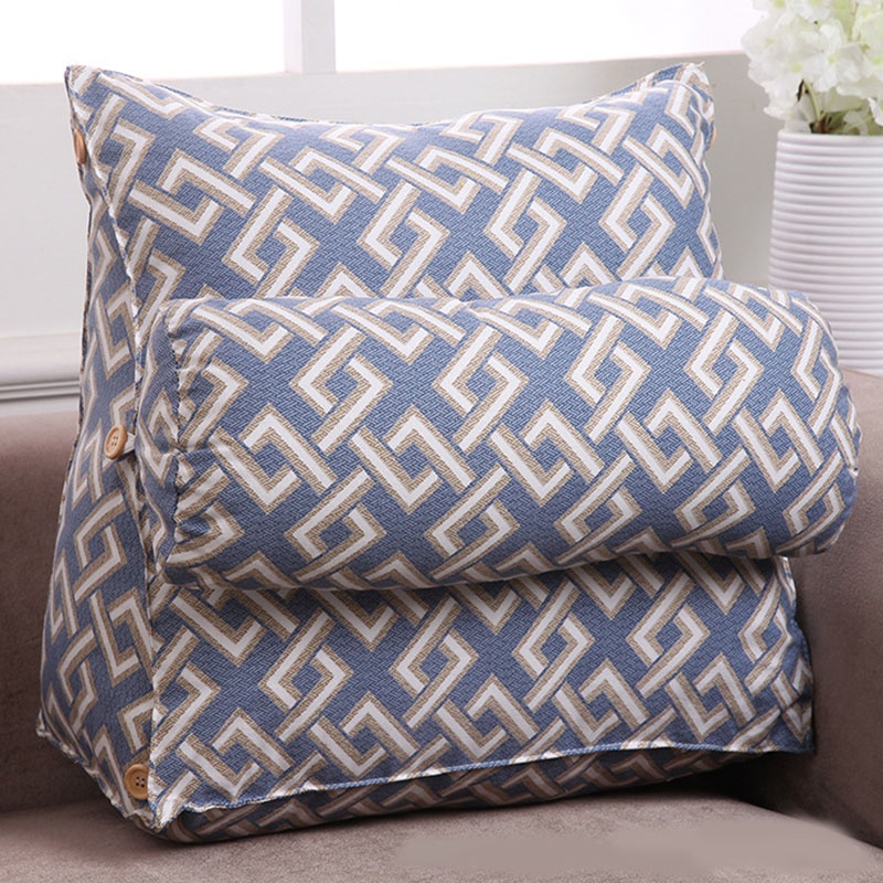 Pillow Triangle Cushion Plain Large Pillow Cotton Linen Backrest Tournure For Office Chair Home  10