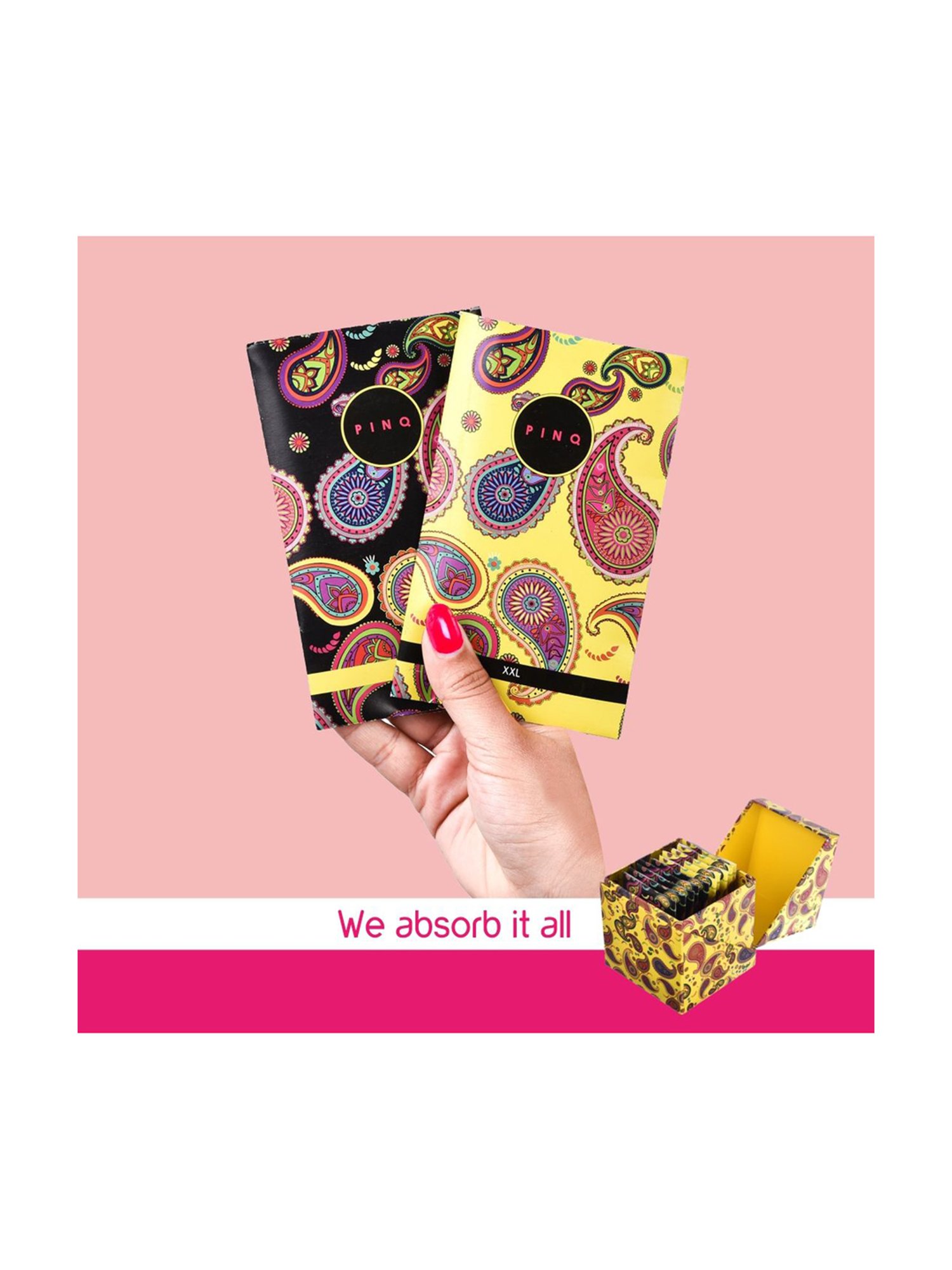 PINQ ThoseDays Box Premium Cotton Ultra Sanitary Pads,Individual Disposable Pouch, 6 each (XXL + XL)