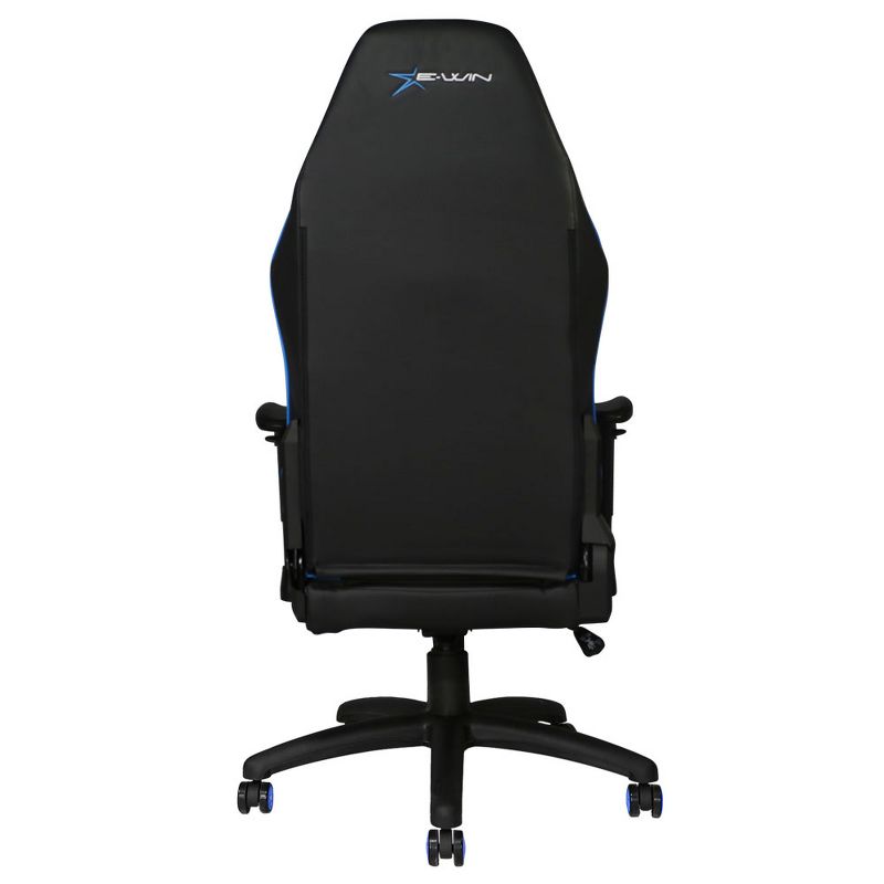 E-Win Knight Series Ergonomic Computer PC Gaming Home Office PVC Leather Tall Back Chair with Pillows, Black and Blue