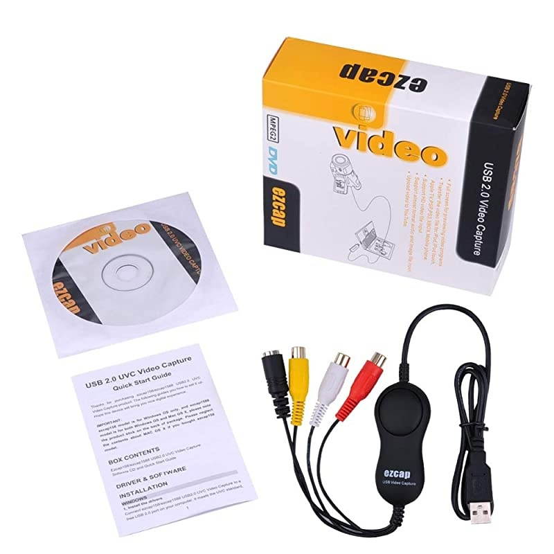 to Digital DVD Converter for Mac USB20 AudioVideo Capture Grabber Adapter DeviceTransfer VCR TV Hi8 Game S Video to DVDSupport Mac Windows 108187VistaXP Black