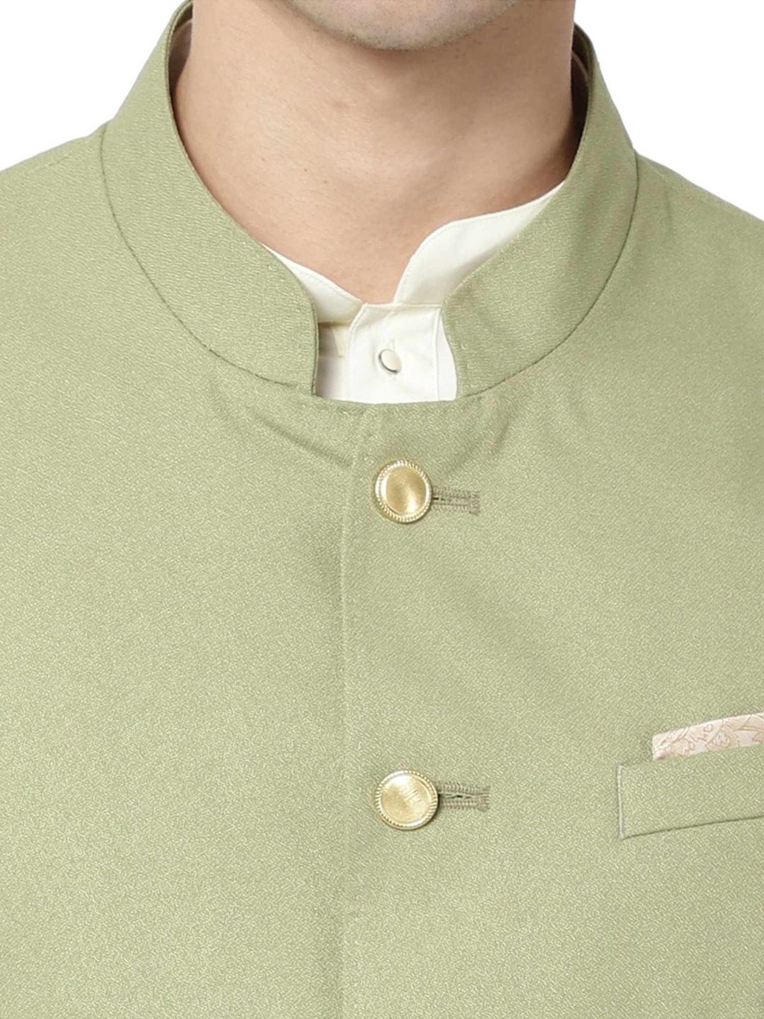 Ad By Arvind Olive Regular Fit Nehru Jacket