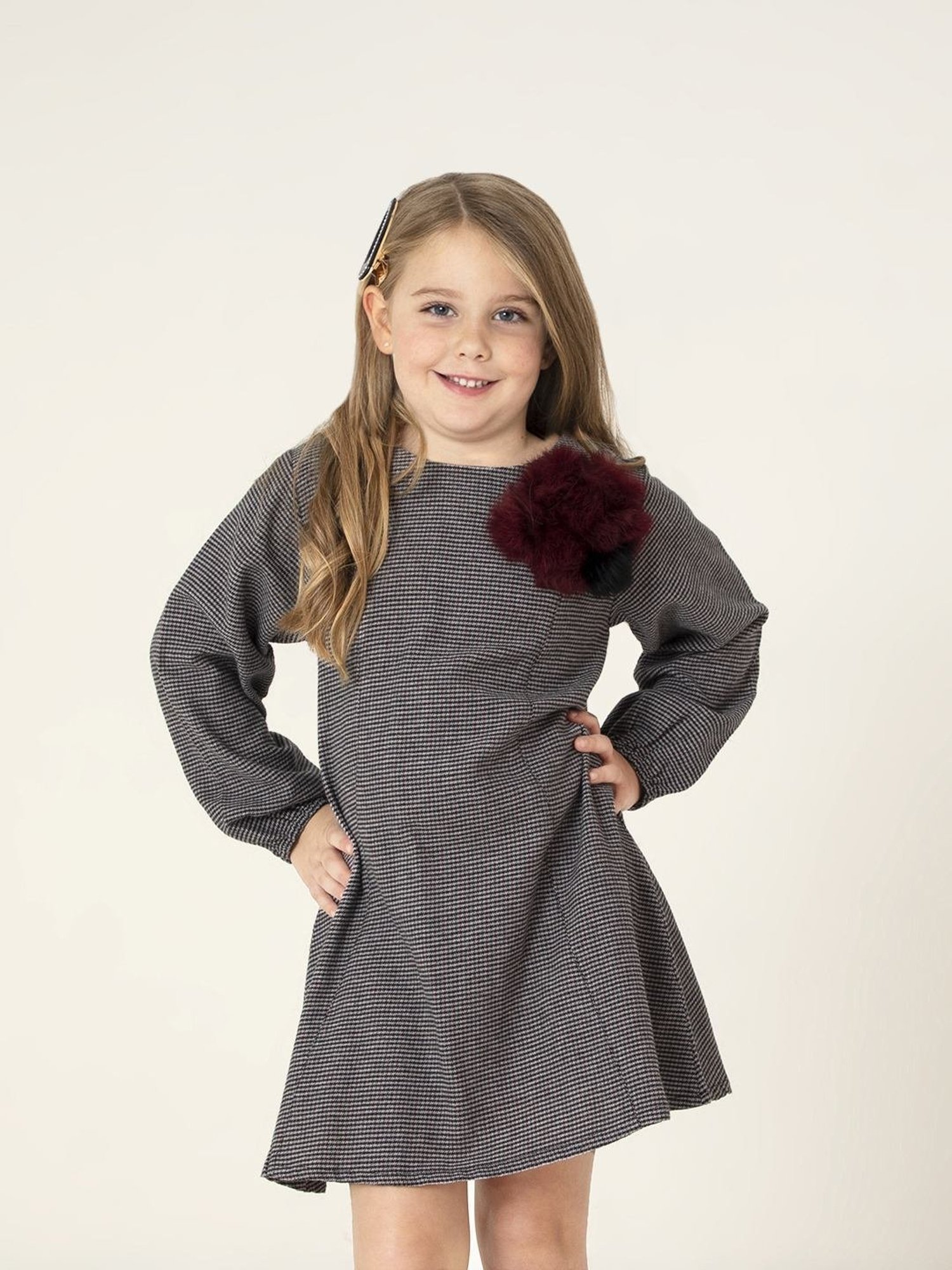 Cherry Crumble By Nitt Hyman Kids Grey Cotton Dress