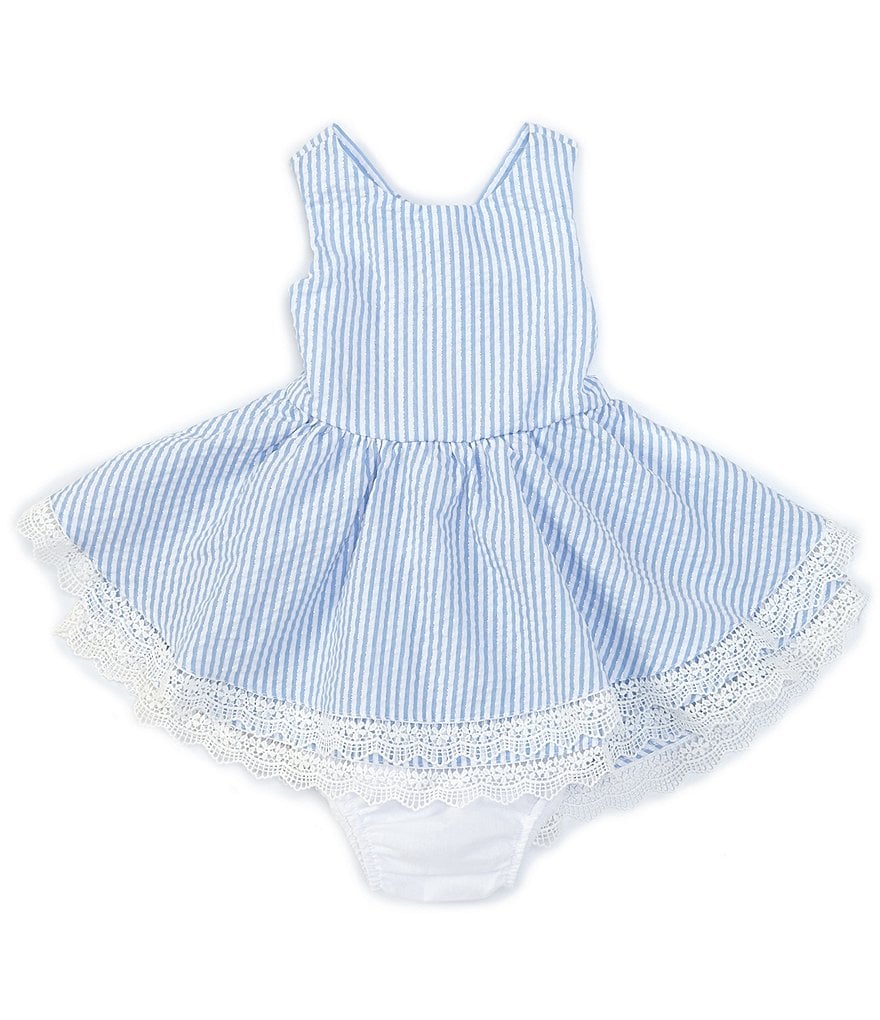Rare Editions Baby Girls 3-24 Months Lurex-Striped Seersucker Dress