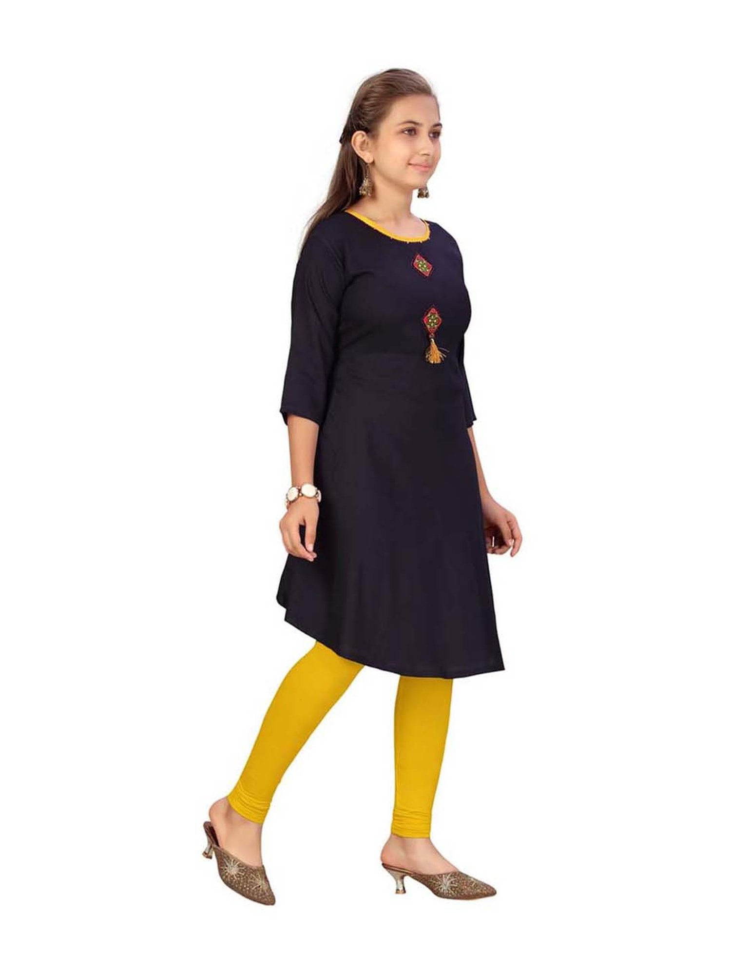 Peppermint Kids Navy Regular Fit Kurta Set