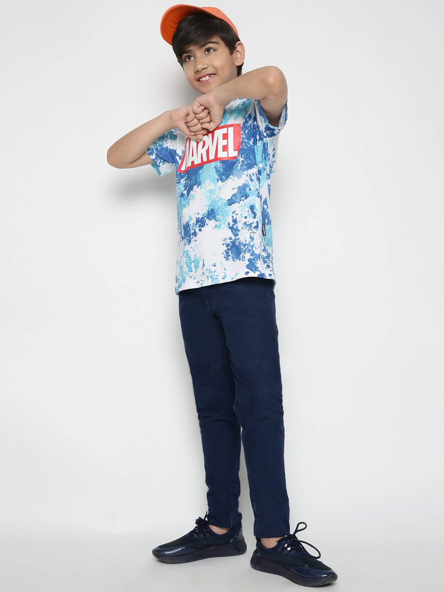 Lil Tomatoes Kids Blue & White Printed T-Shirt