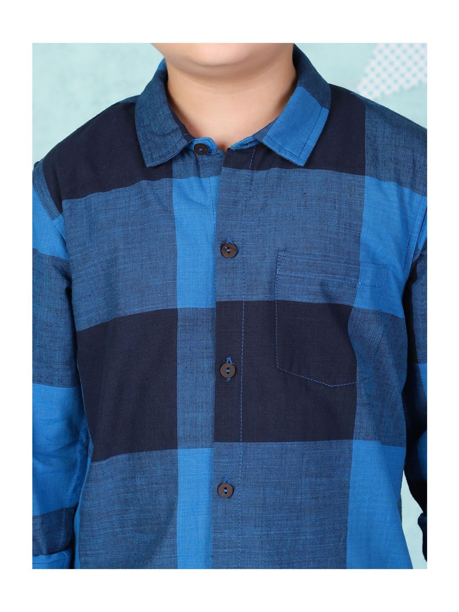 Fabindia Kids Blue Checks Shirt
