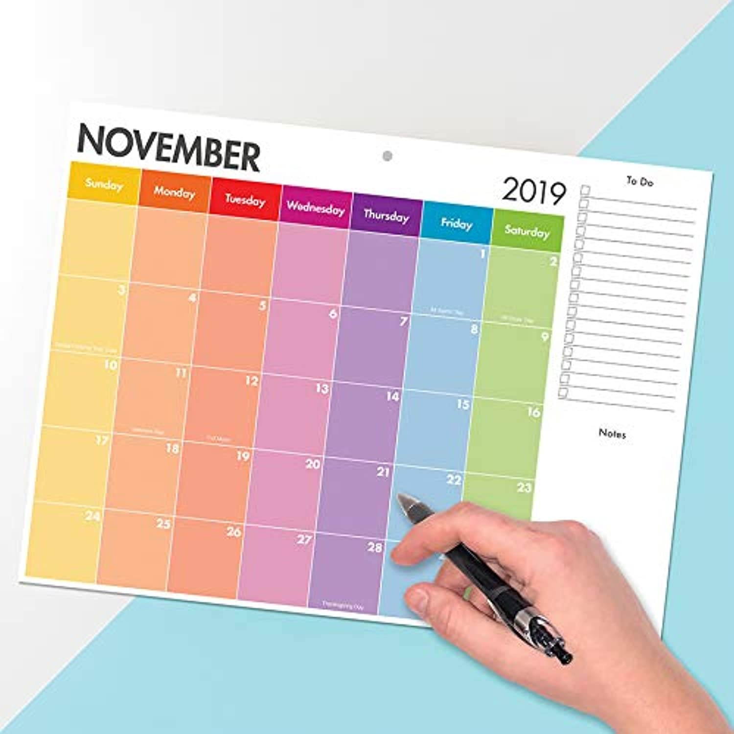 July 2019 - June 2020 Rainbow Stripe Mini Desk Pad Calendar