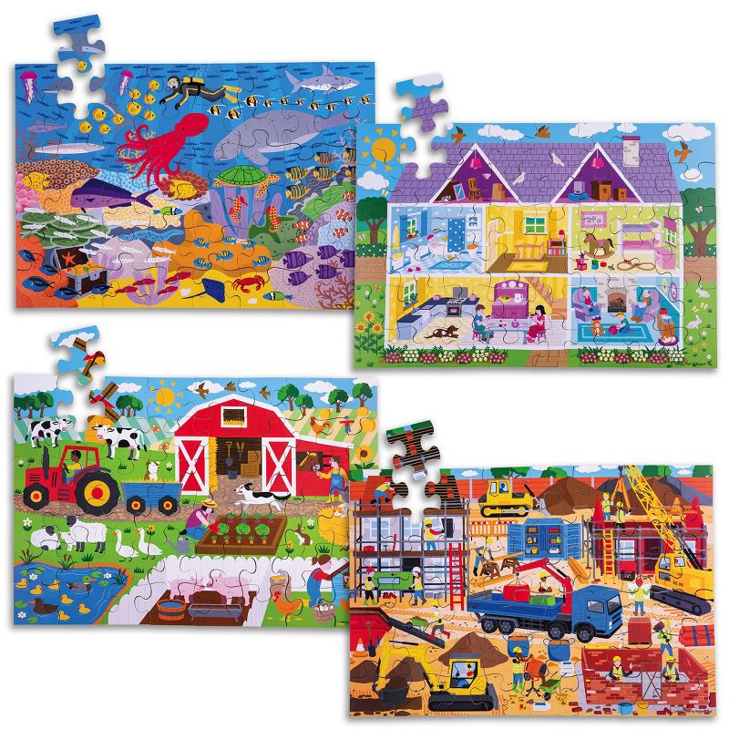 Bigjigs Toys Wooden Floor Puzzle - Ocean, Dollhouse, Farm and Construction