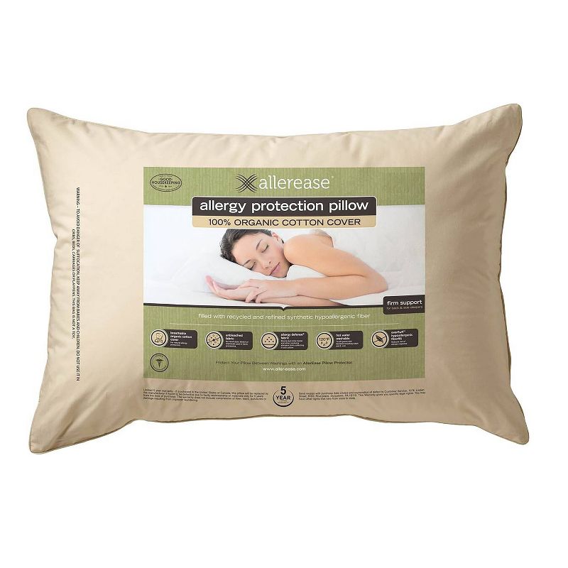 AllerEase Organic Cotton Cover Allergy Protection Pillow - (Standard/Queen)