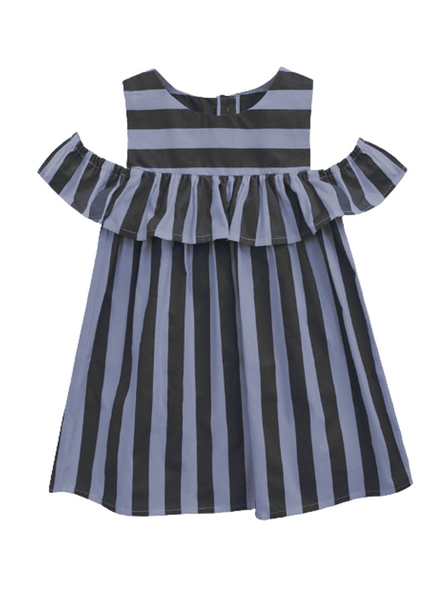 A.T.U.N. Girls Charcoal Grey & Black Striped Dress