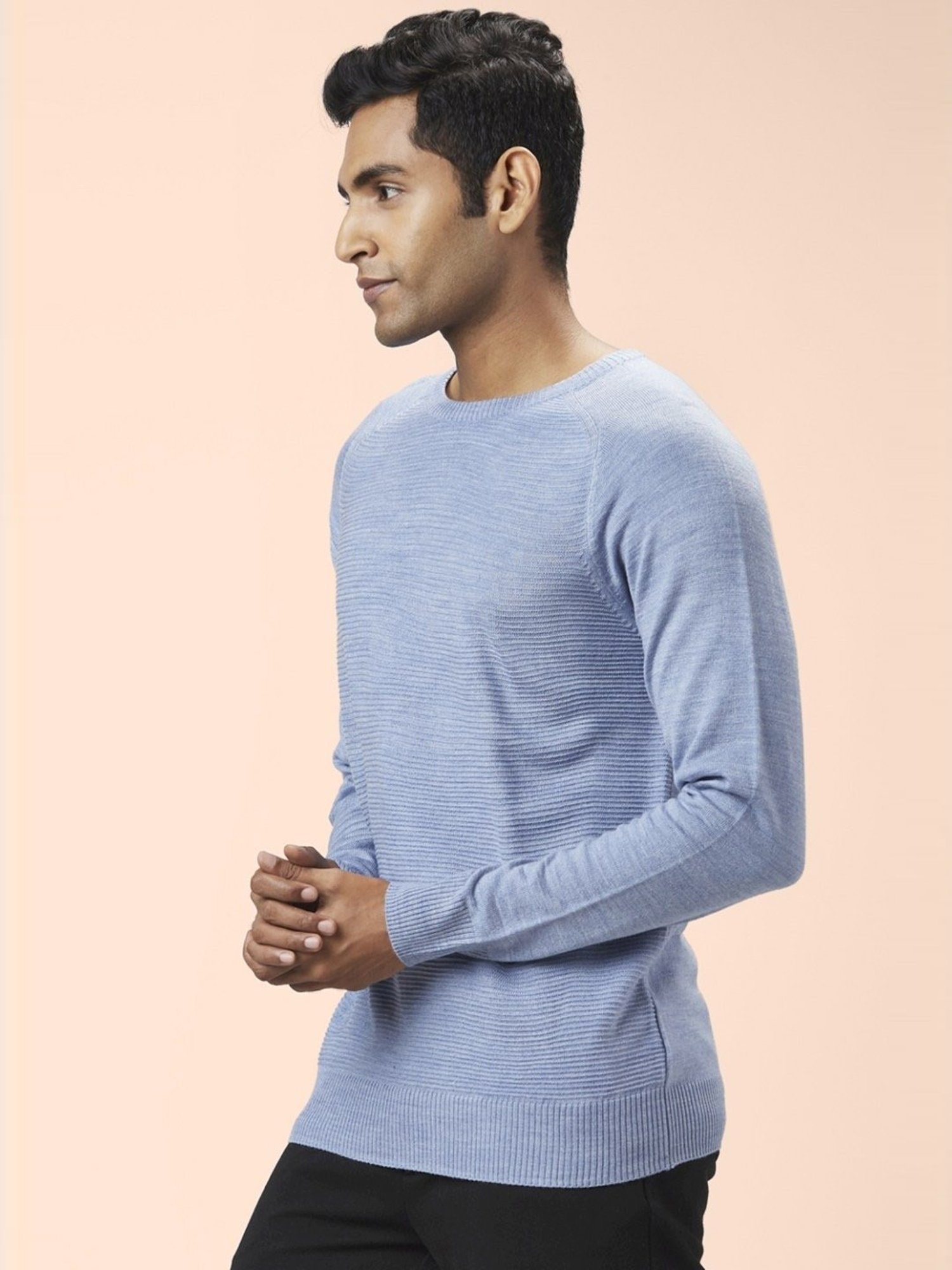 Byford By Pantaloons Light Blue Regular Fit Sweaters