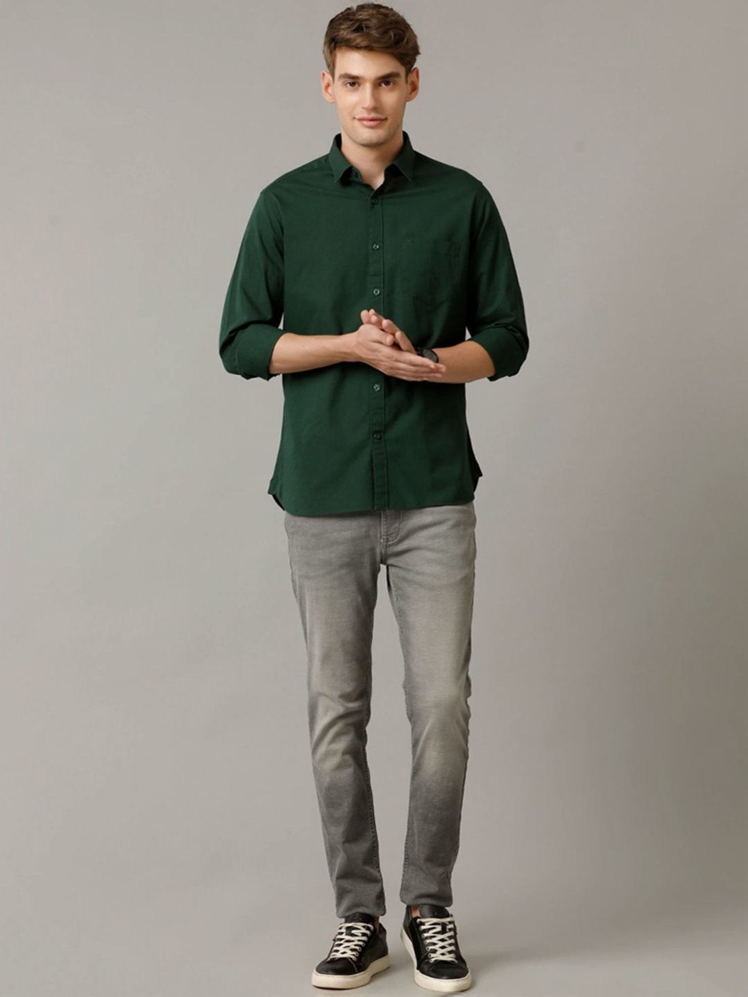 Kuons Avenue Cobalt Blue Slim Fit Denim Shirt