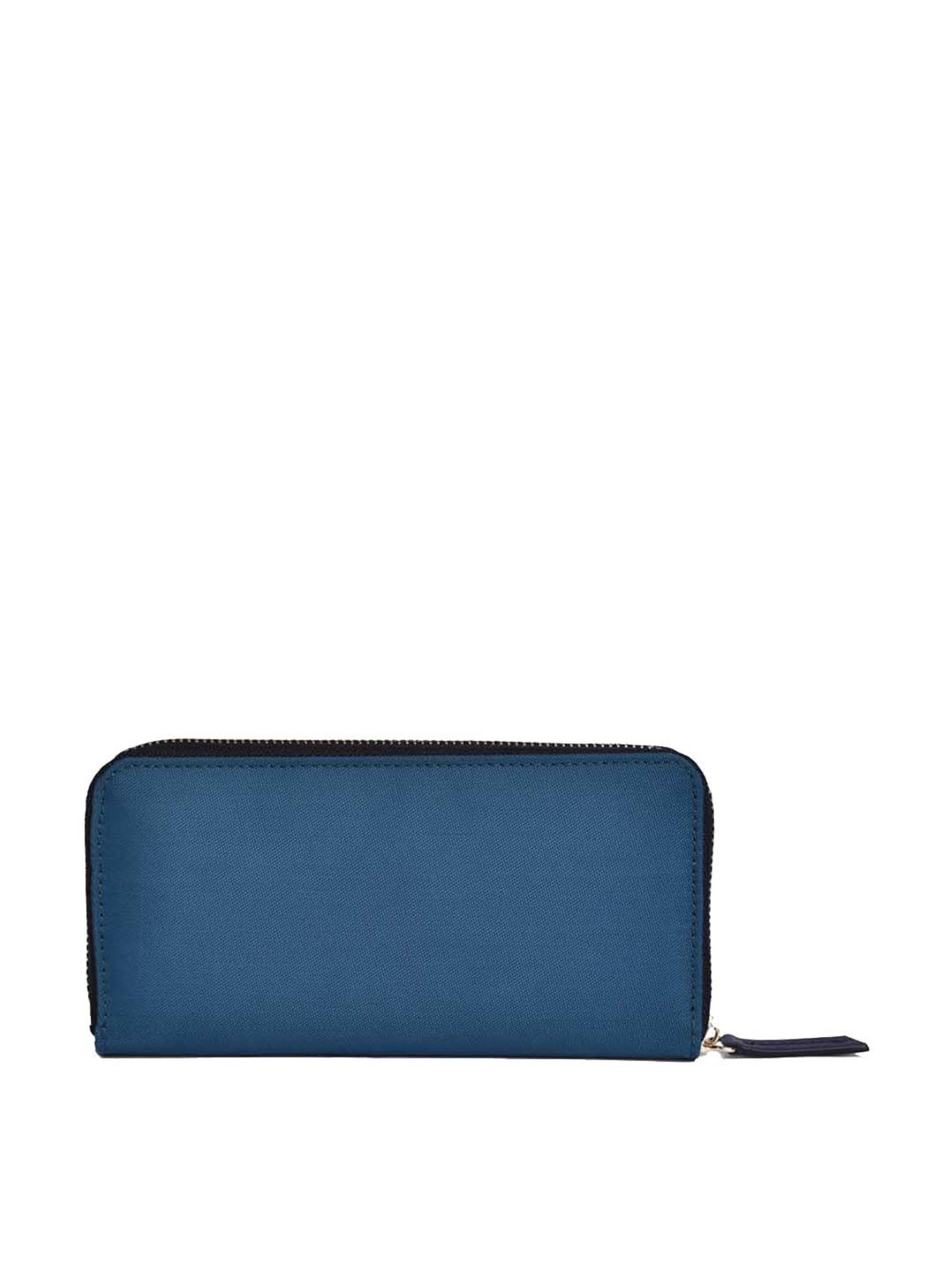 BELWABA Blue Color Block Zip Around Wallet for Women